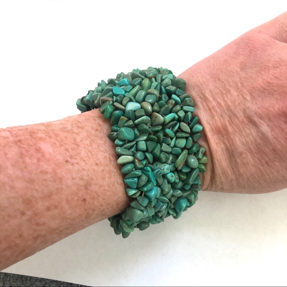Turquoise elastic cuff bracelet